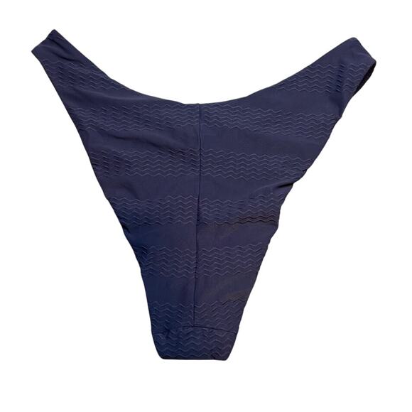 NWT Aerie XL Navy Blue Cheeky Bikini Bottom Wave Texture High Leg Swim - Picture 4 of 7